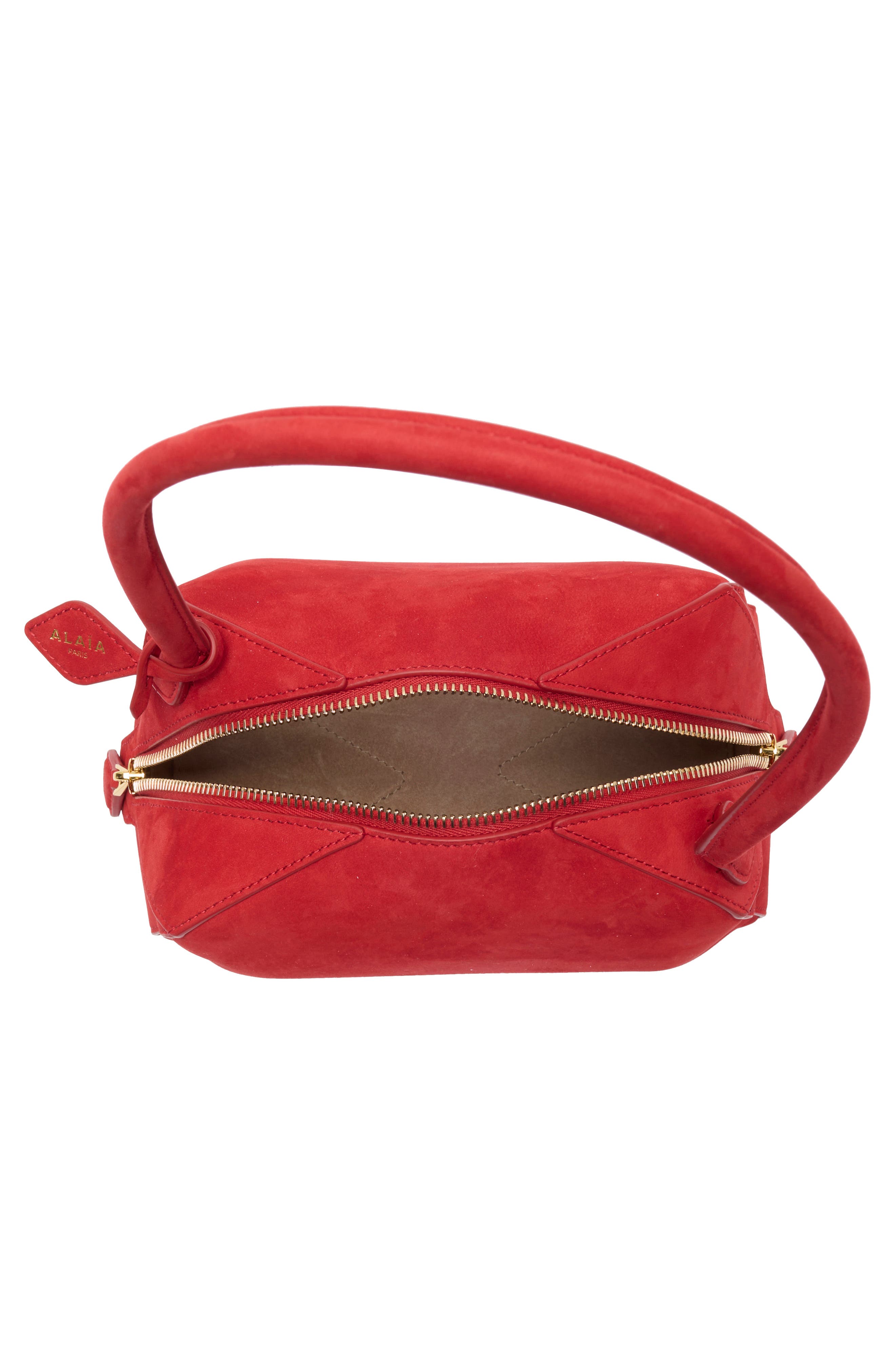 Le Bouledogue Nubuck Top Handle Bag, Alternate, color, ROUGE VIF 385