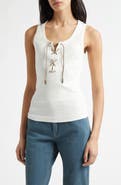 Burberry Cleo Lace-Up Rib Tank