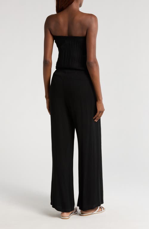 Elan Strapless Cover-up Jumpsuit In Black