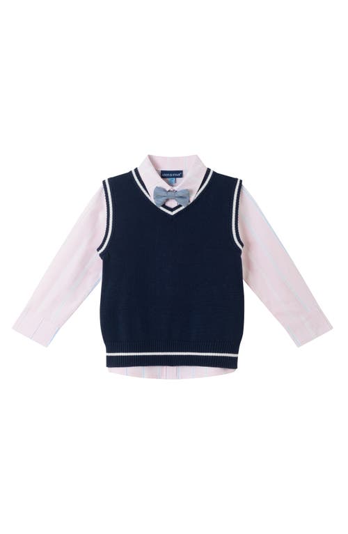 Andy & Evan Kids' Vest, Button-up Shirt, Pants & Bow Tie Set In Navy