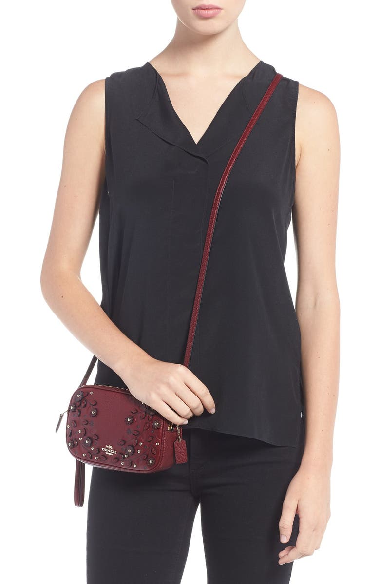 COACH Floral Studded Leather Crossbody Bag, Alternate, color,
