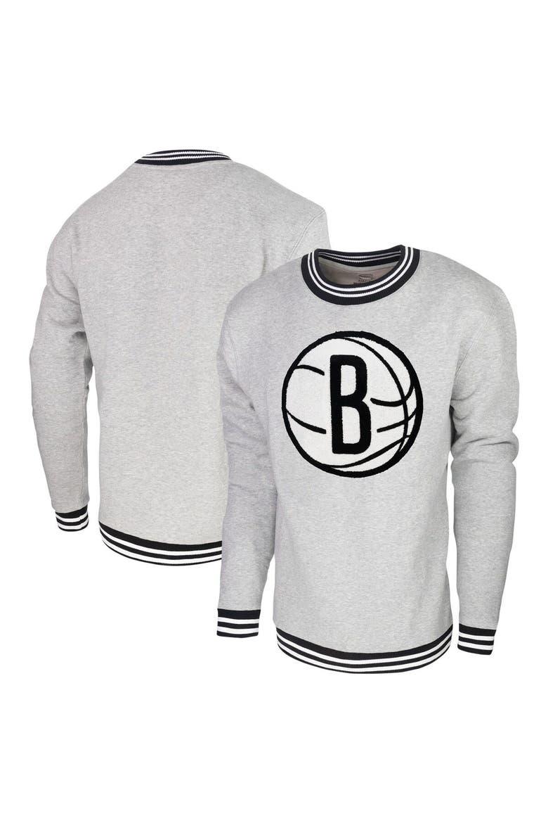 Men's Stadium Essentials Heather Gray Brooklyn Nets Club Level Pullover Sweatshirt, Alternate, color, Heather Gray