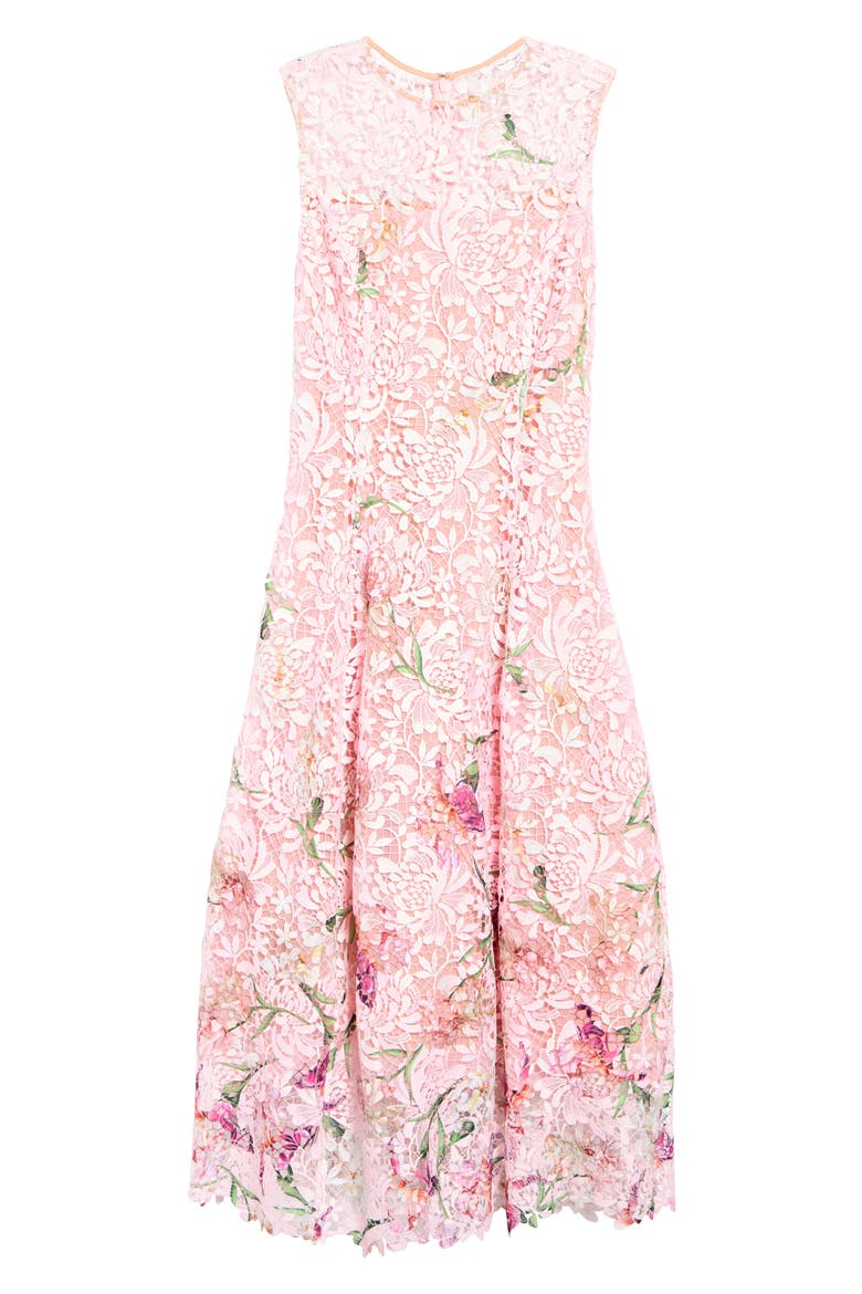 Painted Iris Guipure Lace Midi Dress, Alternate, color, BLOSSOM MULTI