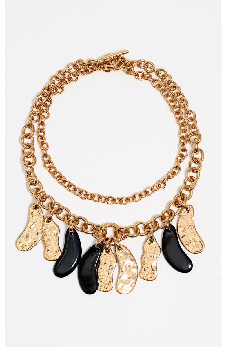 Bimba y Lola Textured Petals Chain Necklace, Main, color, Black