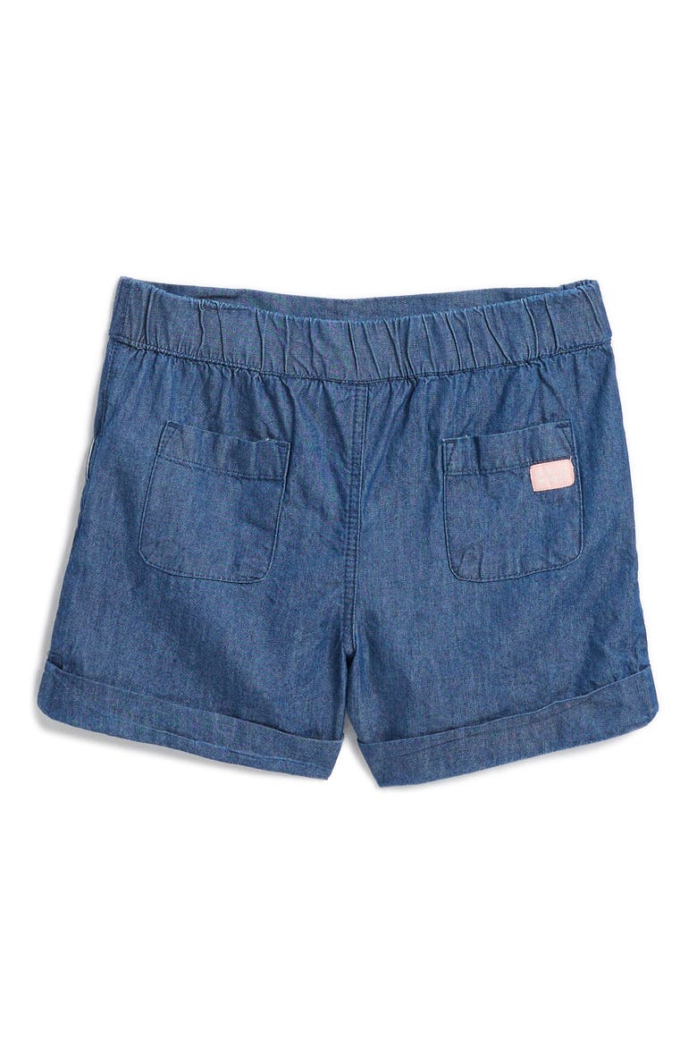 Kids' Embroidered Button-Up Top & Denim Shorts, Alternate, color, MARINE BLUE