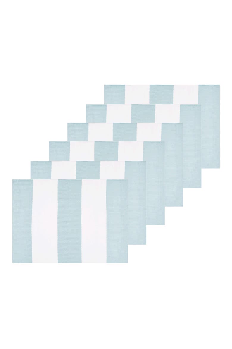 Cabana Sky Blue Stripes Placemats Set of 6 14" x 20", Main, color, Blue