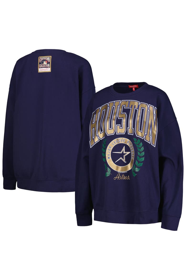Women's Mitchell & Ness Navy Houston Astros Cooperstown Collection Logo Pullover Sweatshirt, Main, color, Navy