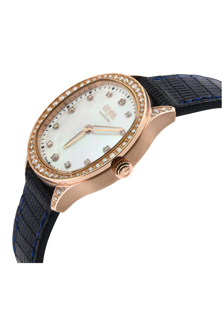 Morcote Swiss Diamond Leather Strap Watch, 36mm - 1.3ct., Alternate, color, BLACK