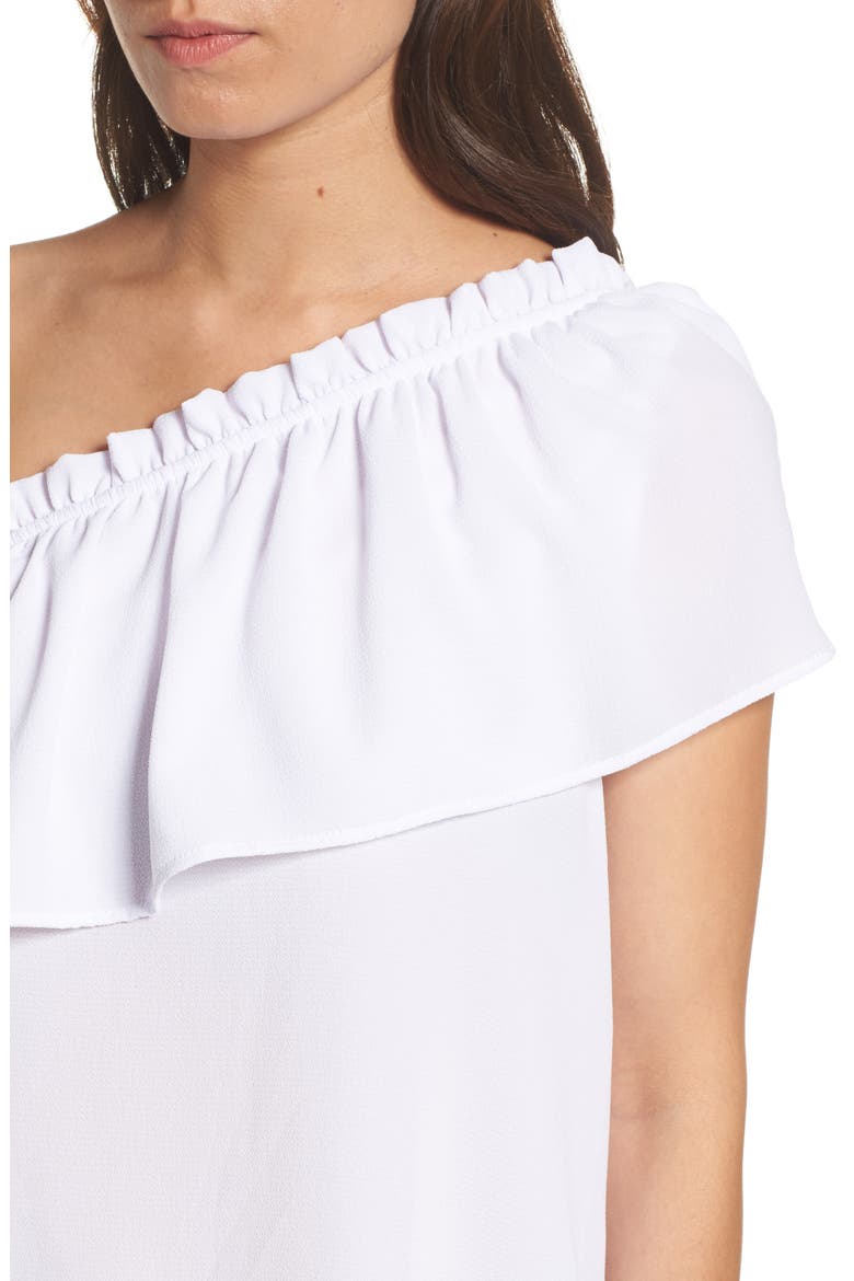 One-Shoulder Ruffle Top, Alternate, color, WHITE