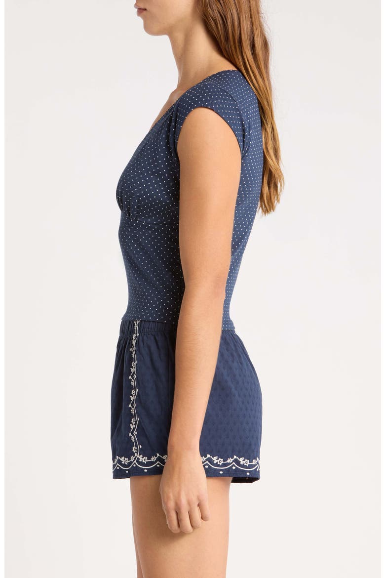 Lace Trim T-Shirt, Alternate, color, NAVY POLKA DOT