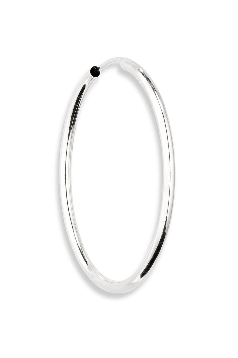 Essentials 14K Gold Thin Hoop Earrings, Alternate, color, WHITE GOLD