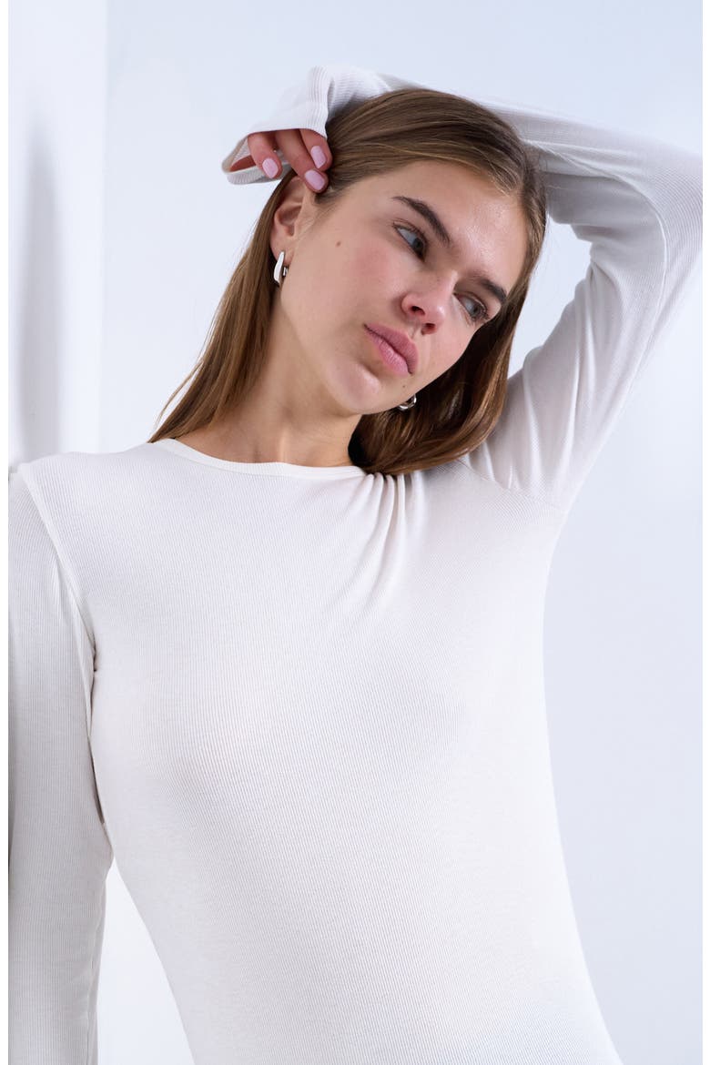 Long Sleeve Rib Top, Alternate, color, CREAM