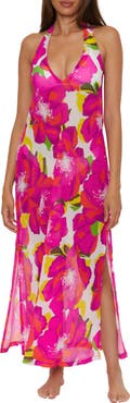 Trina Turk Bloom Semisheer Mesh Cover-Up Maxi Dress
