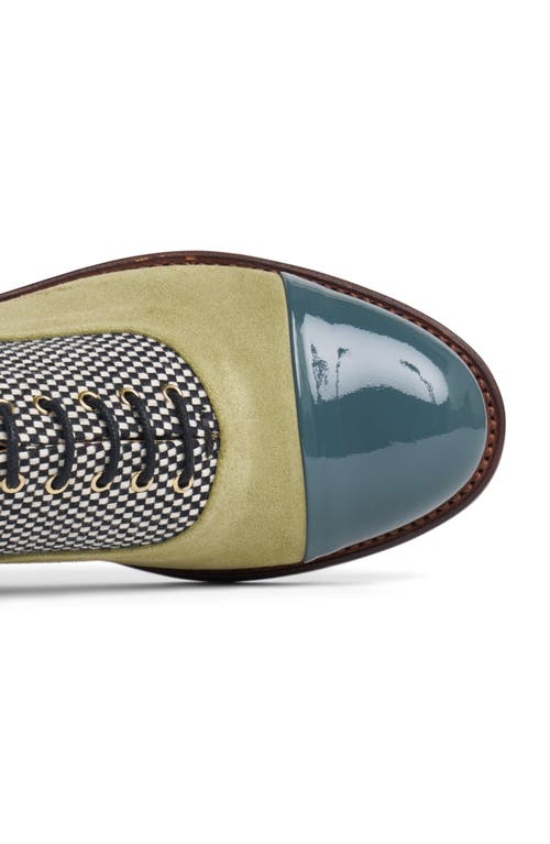The Office Of Angela Scott Ms. Baker Cap Toe Oxford In Sage Checkerboard