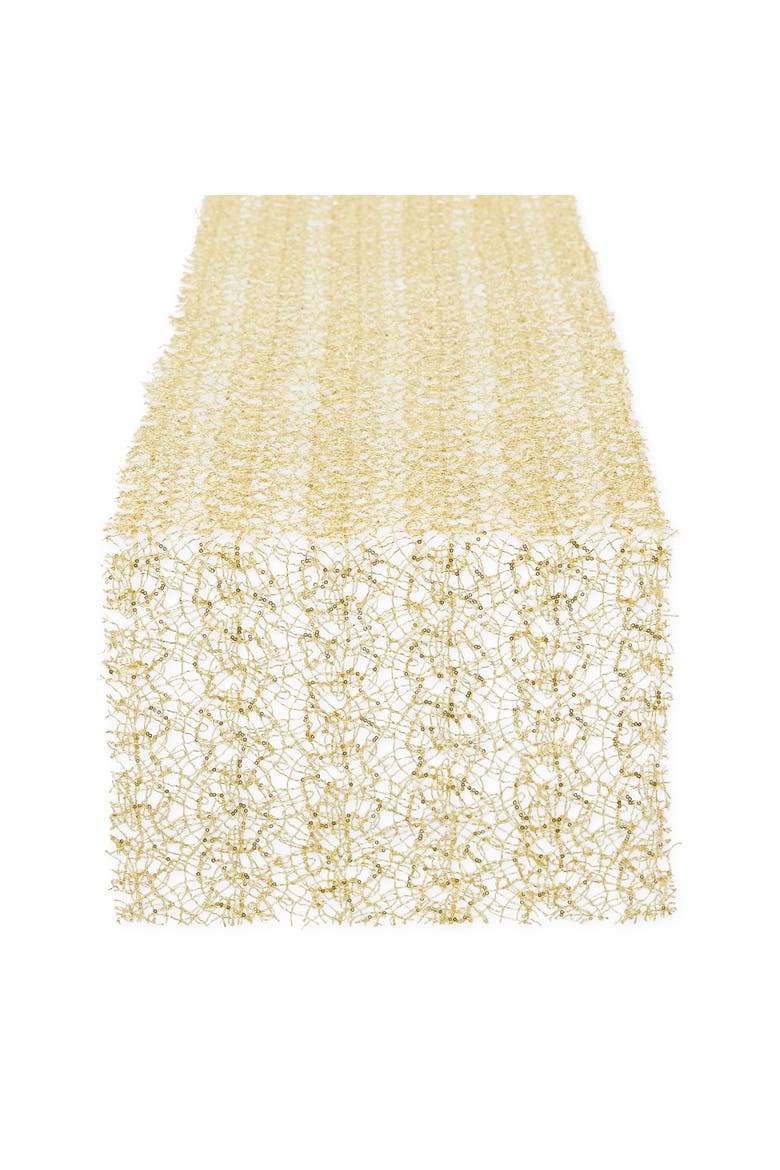 Sequin Mesh Table Runner Roll 16x120", Main, color, Gold