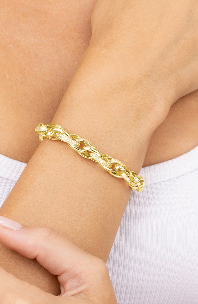 Sterling Forever Chunky Textured Chain Bracelet, Alternate, color, Gold