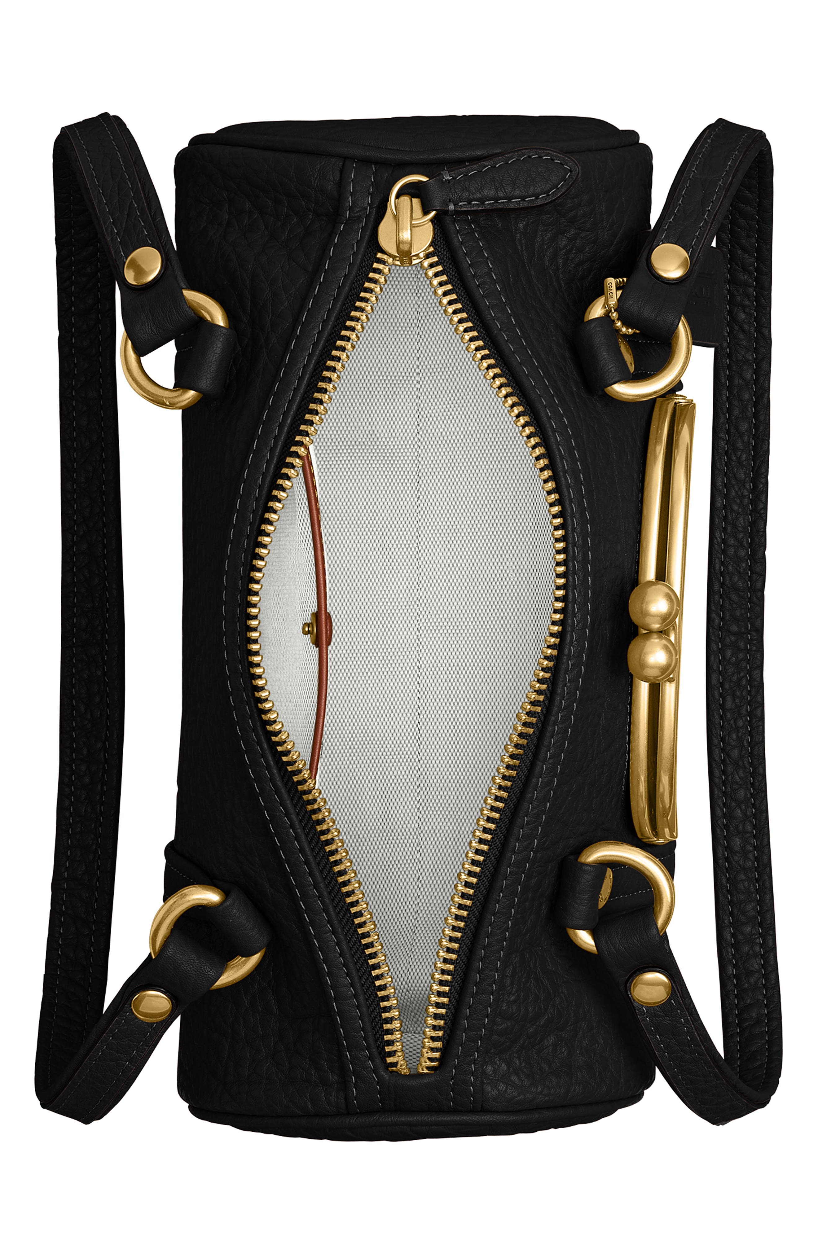 COACH Kisslock 28 Leather Barrel Bag, Alternate, color, 