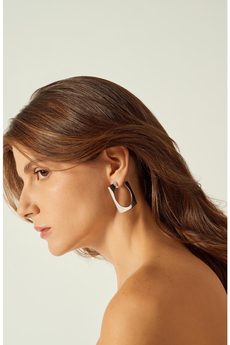 Aldaba Slim Hoop Earrings, Alternate, color, Silver
