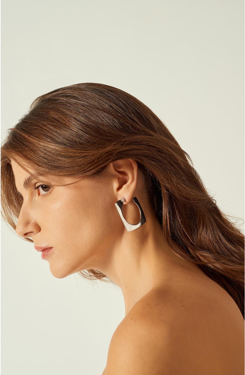 CXC Aldaba Slim Hoop Earrings, Alternate, color, Silver