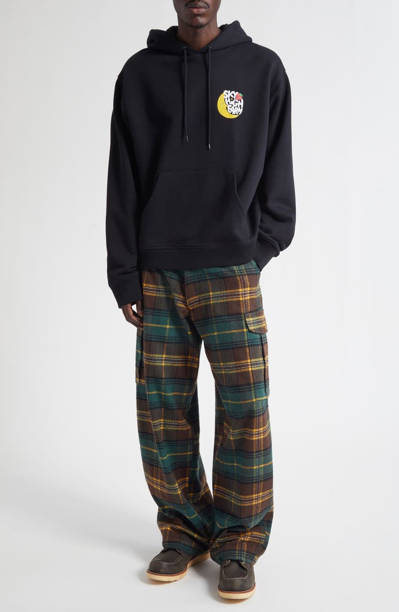 Sky High Farm Workwear Gender Inclusive Perennial SHF Logo Regenerative Cotton Graphic Hoodie, Alternate, color, Black