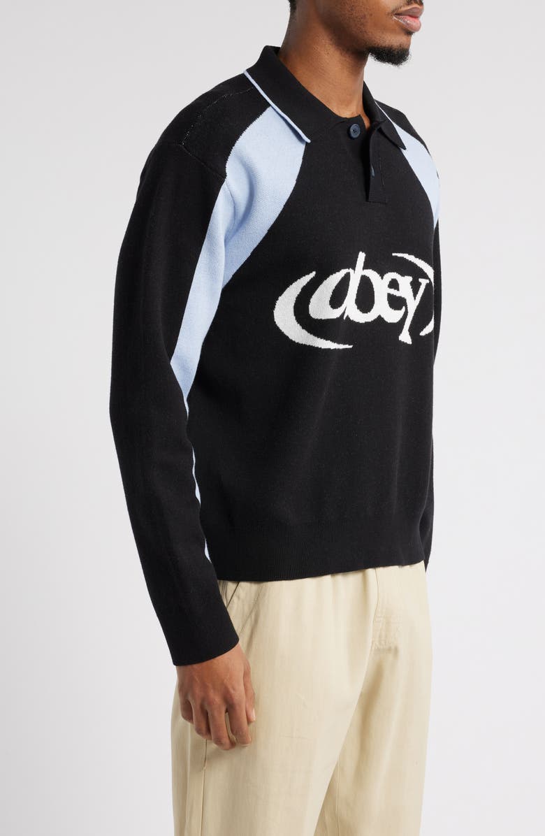 Obey Soccer Long Sleeve Cotton Polo Sweater, Alternate, color, 