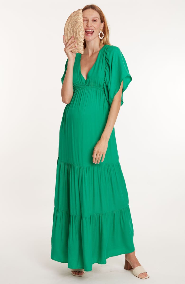 Cache Coeur Claudette Maternity maxi dress, Alternate, color, Green