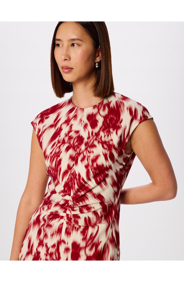 Whistles Blurred Floral Crepe Dress, Alternate, color, Red/Multi