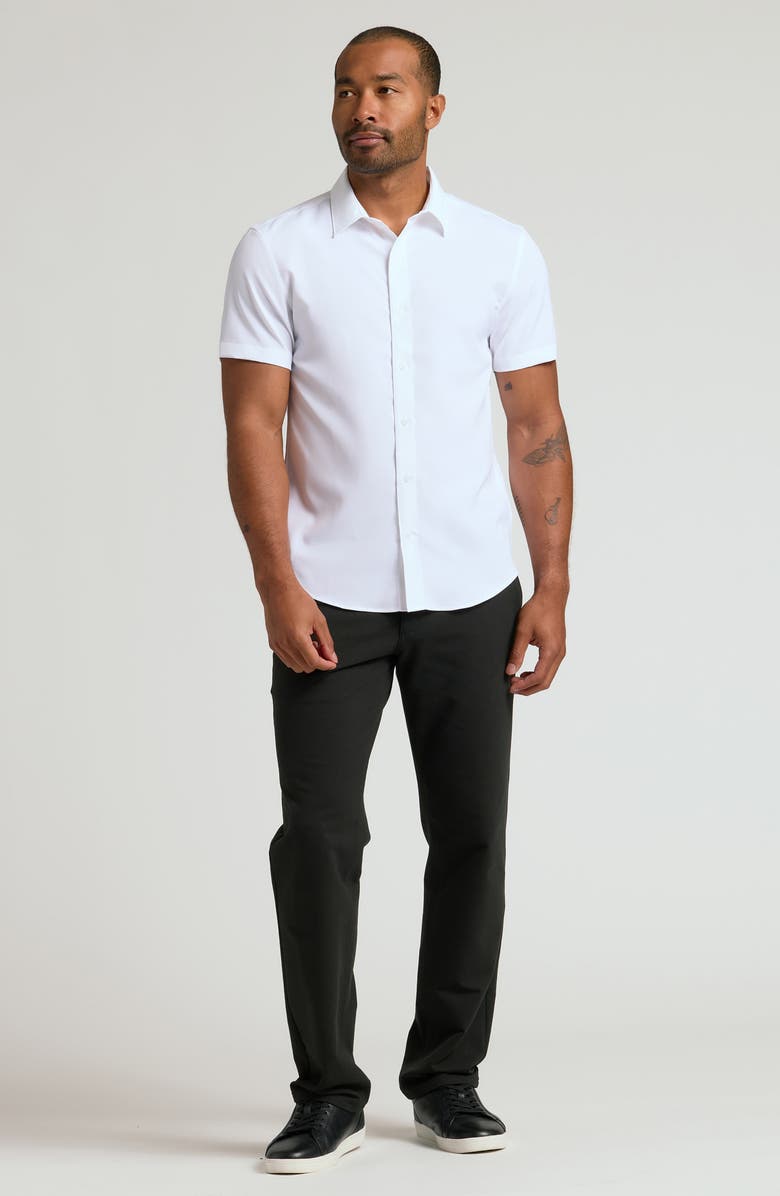 True Classic Slim Fit 4-Way Performance Stretch Short Sleeve Button-Up Shirt, Alternate, color, White