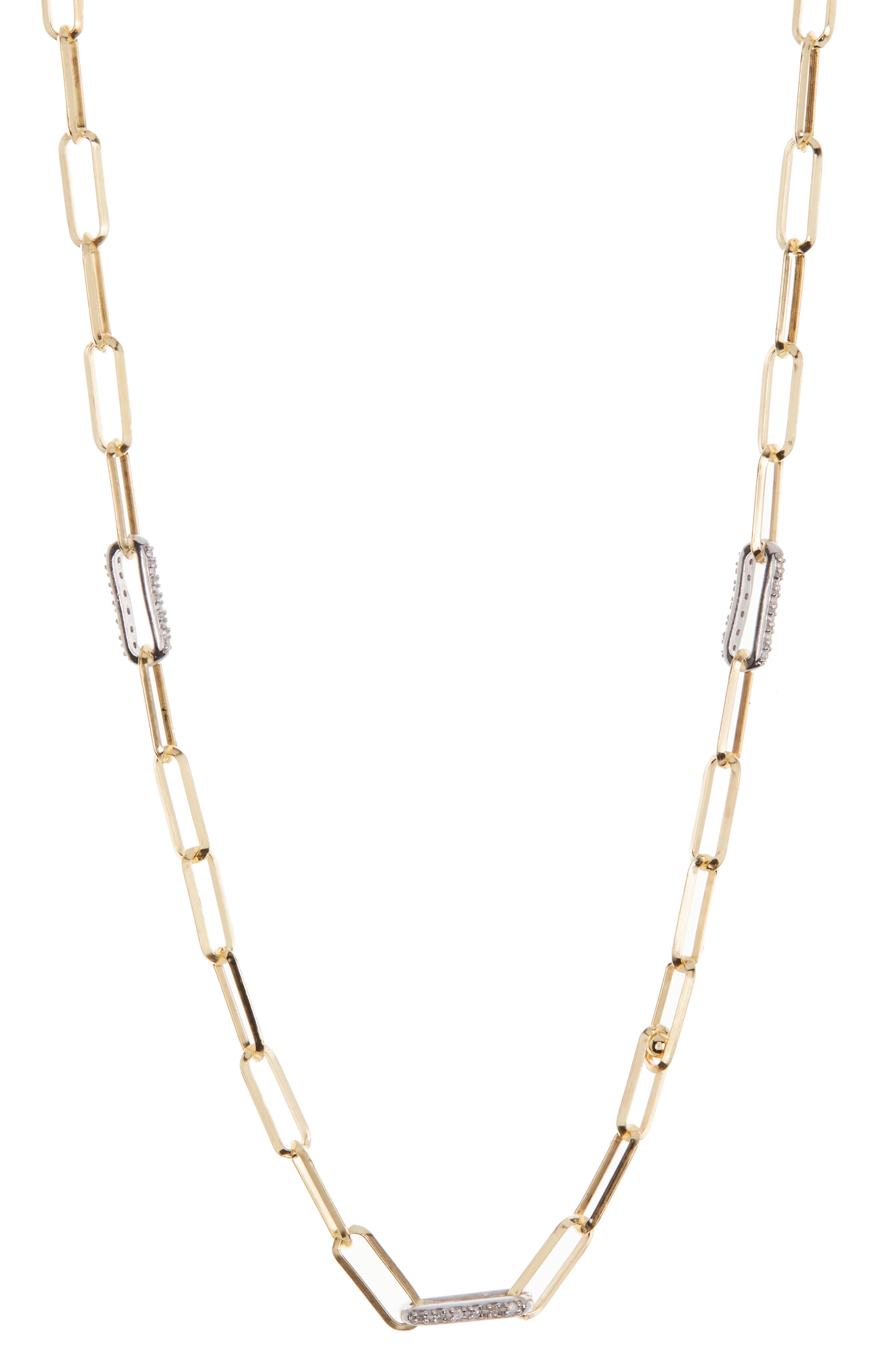 MESHMERISE 18K White Gold Plated Diamond Paperclip Chain Necklace - 0.2 ctw