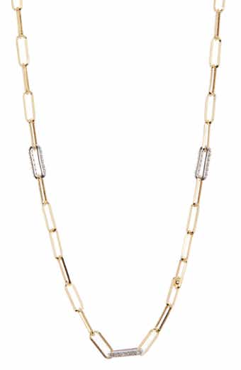 MESHMERISE 18K White Gold Plated Diamond Paperclip Chain Necklace - 0.2 ctw