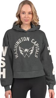 STARTER Women's Starter  Heather Charcoal Washington Capitals Star Player Cropped Fleece Hoodie