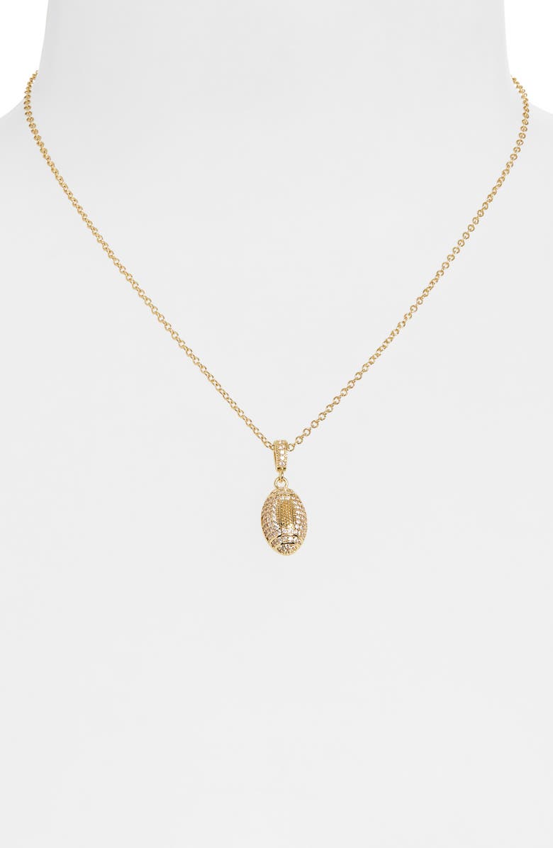Leith Pavé CZ Football Pendant Necklace, Alternate, color, Clear- Gold