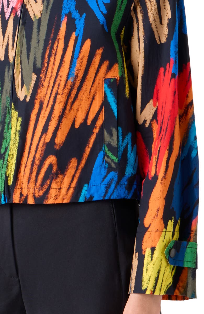 Akris punto Oversize Scribble Print Cotton Jacker, Alternate, color, Black-Multi