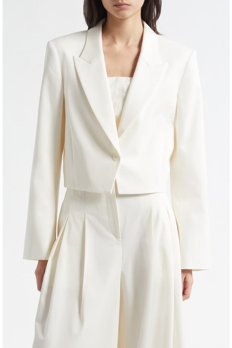 Stretch Cotton & Wool Blazer with Pleat Placket, Main, color, IVORY