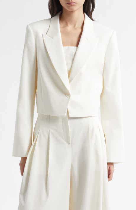 Stretch Cotton & Wool Blazer with Pleat Placket