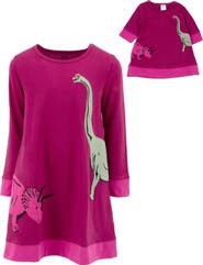 Leveret Girls Cotton Dress with Matching Doll Dress, Printed Design