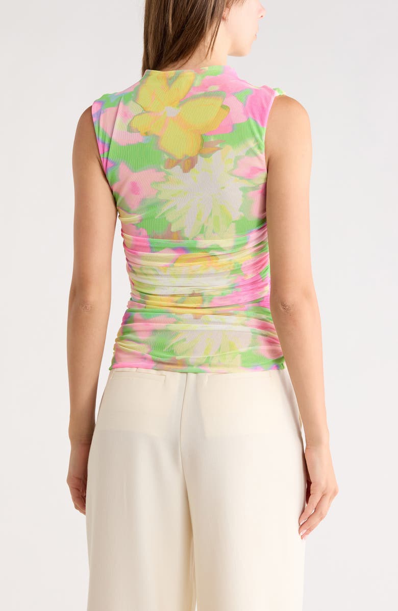 AFRM LOS ANGELES Kinsley Ruched Mesh Top, Alternate, color, Electric Petals