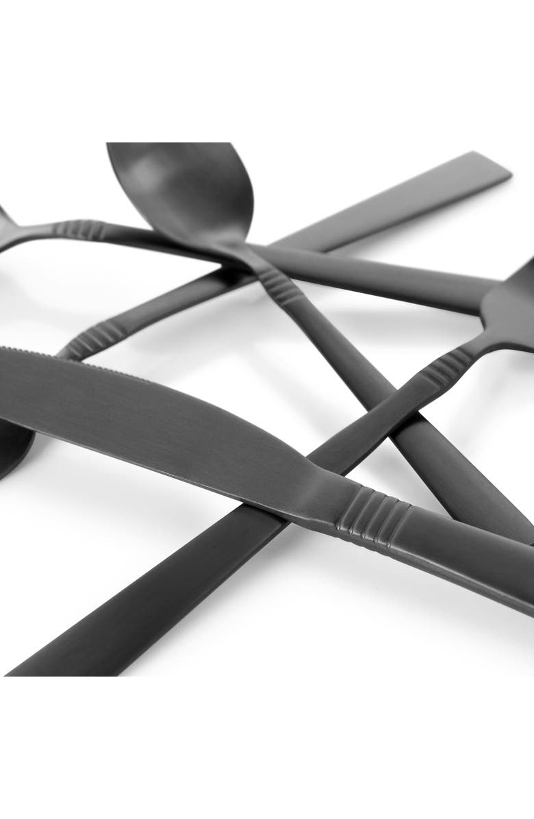 Megachef Cravat 20 Piece Flatware Utensil Set, Stainless Steel Silverware Metal Service for 4, Alternate, color, Matte Black