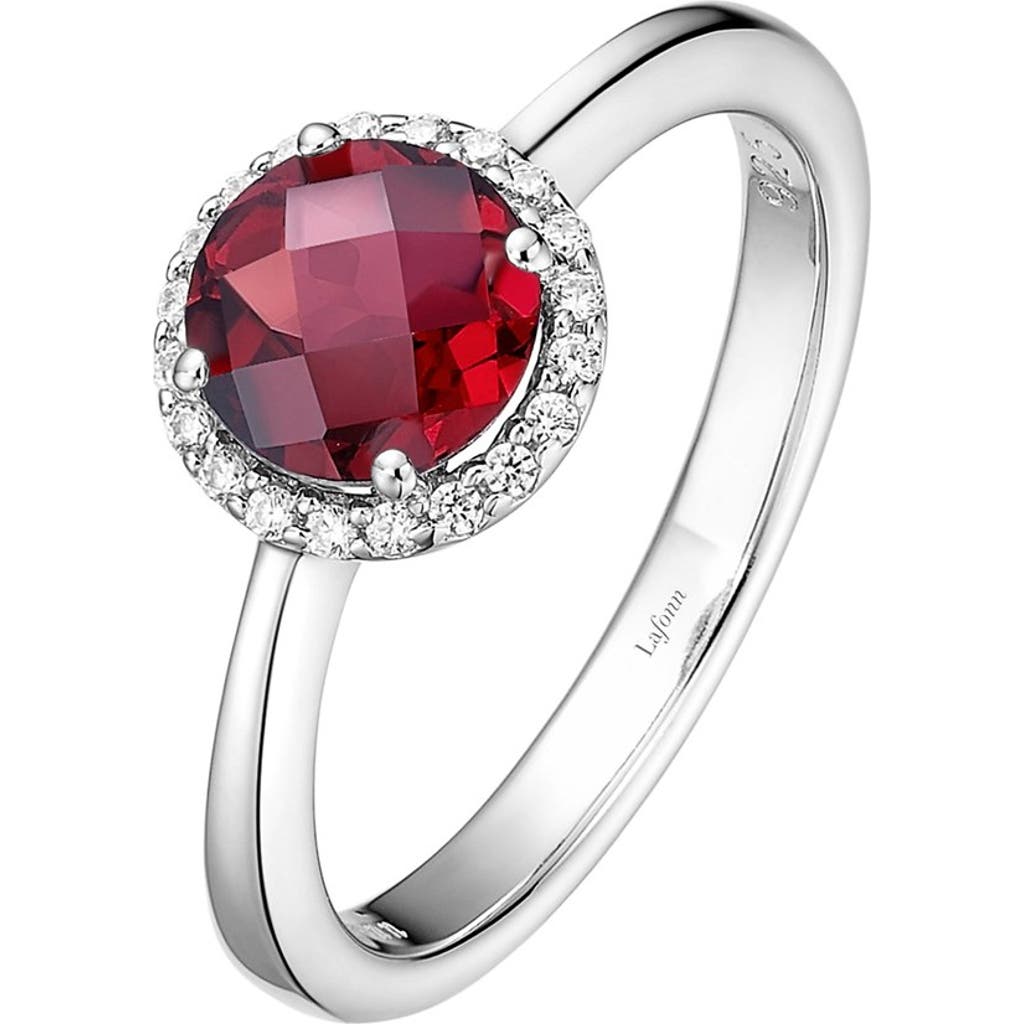 Lafonn Birthstone Halo Ring in January Garnet /Silver  product