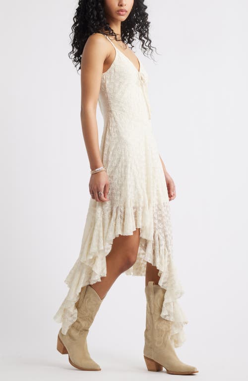 Bp. Asymmetric Lace Sleeveless Midi Dress In Ivory Dove
