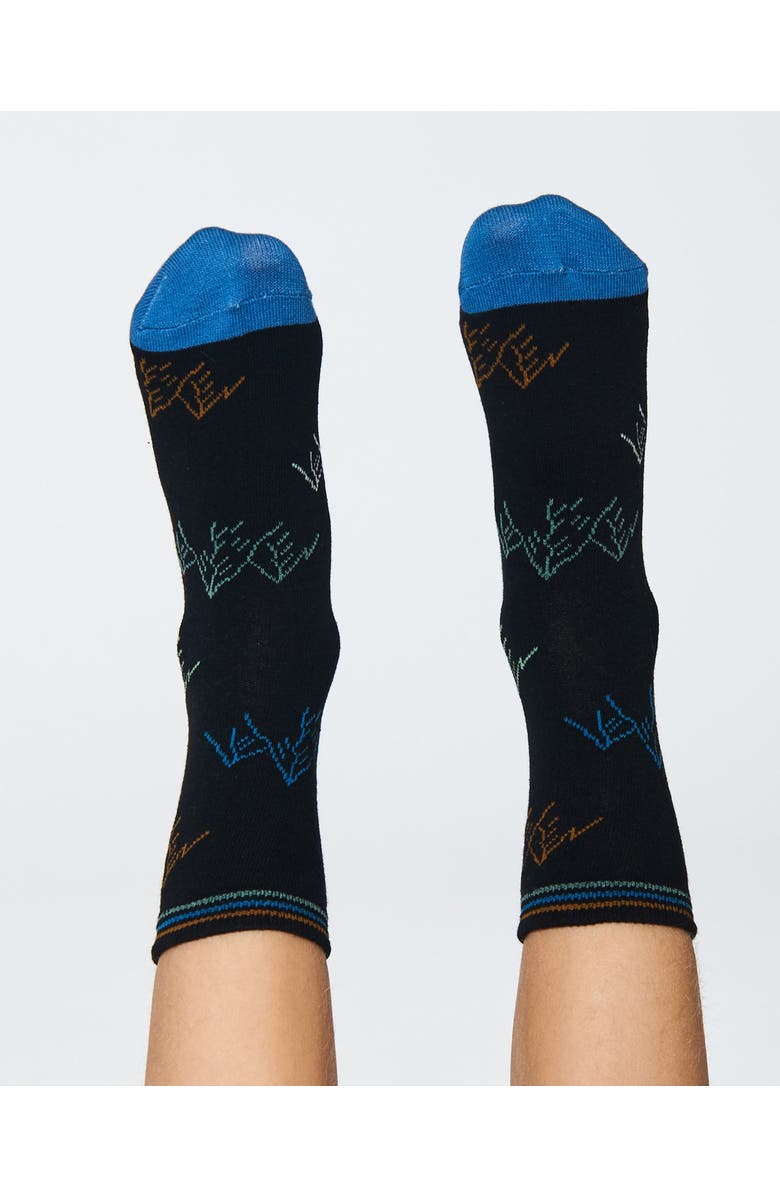 Deux par Deux Boy's Socks Black With Mountains, Alternate, color, 
