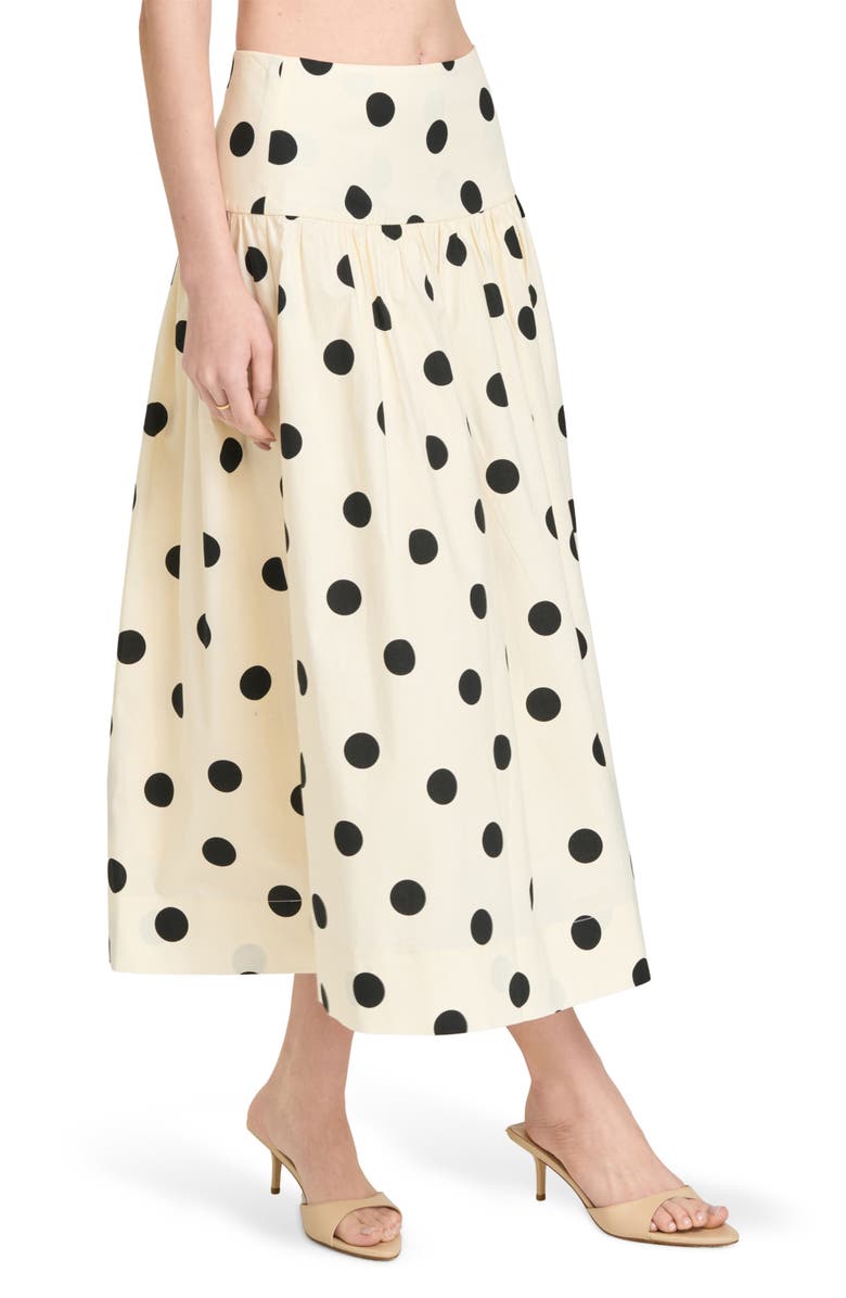 WAYF Mia Polka Dot Stretch Cotton Midi Skirt, Alternate, color, Ant Ivory Polka Dot
