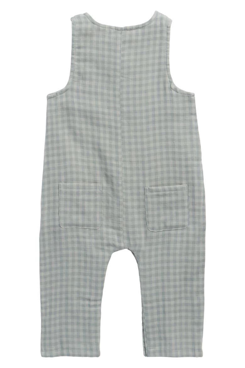 Gingham Sleeveless Cotton Romper, Alternate, color, GREEN