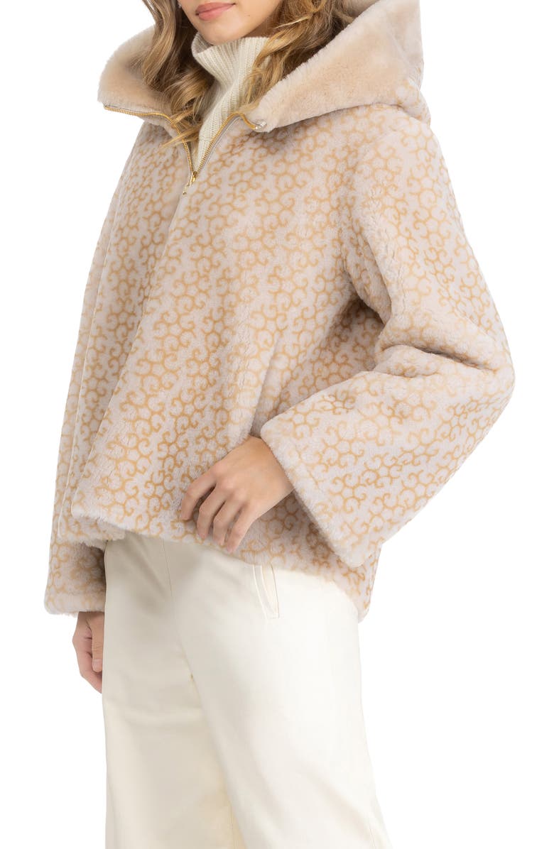 GORSKI Genuine Shearling Insignia Jacket, Hood, Reversible, Alternate, color, Cream/Palomino Nsignia/Gold