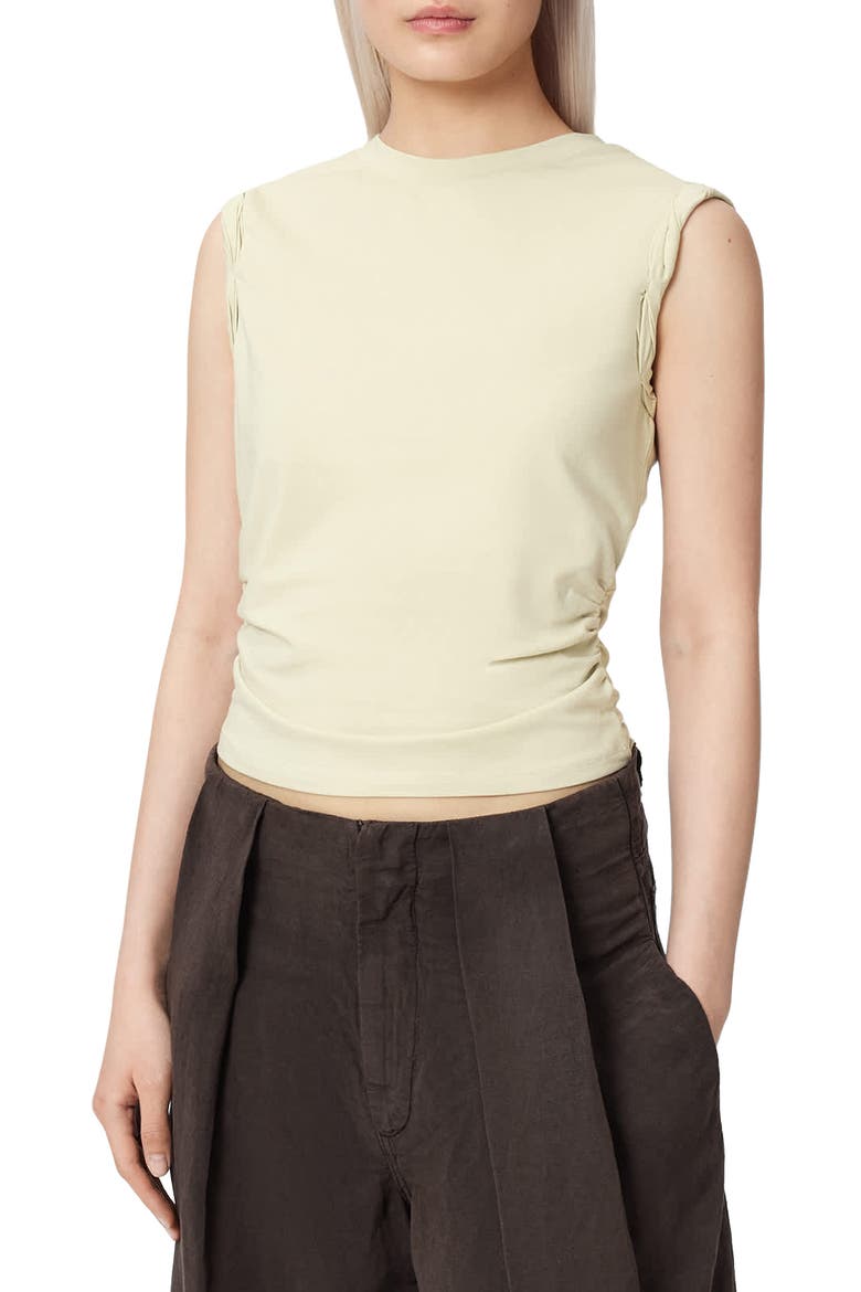 West Side Ruched Tank, Main, color, HAZE GREEN