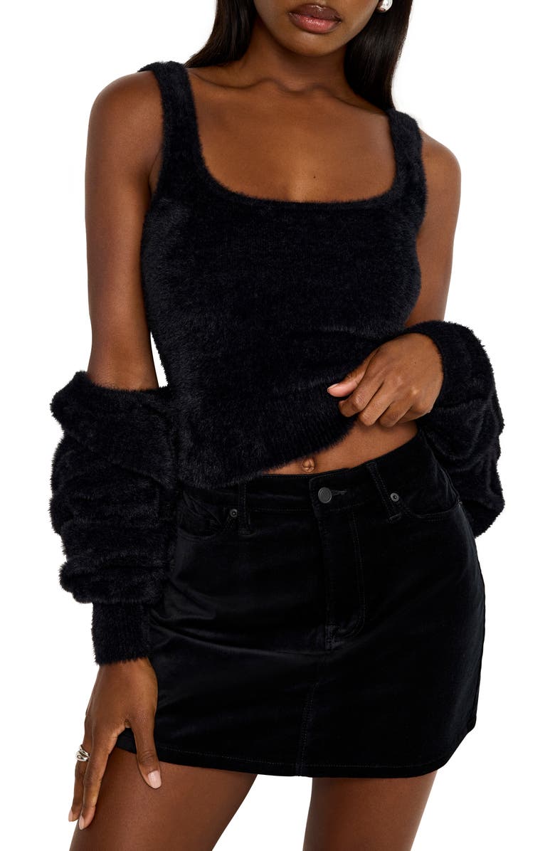 Good American Fuzzy Tank, Main, color, Black001