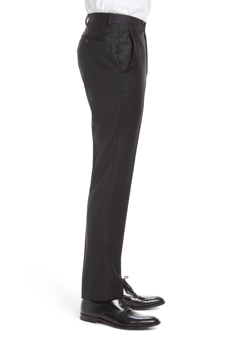 Roma Flat Front Loro Piana Wool Serge Dress Pants, Alternate, color, BLACK