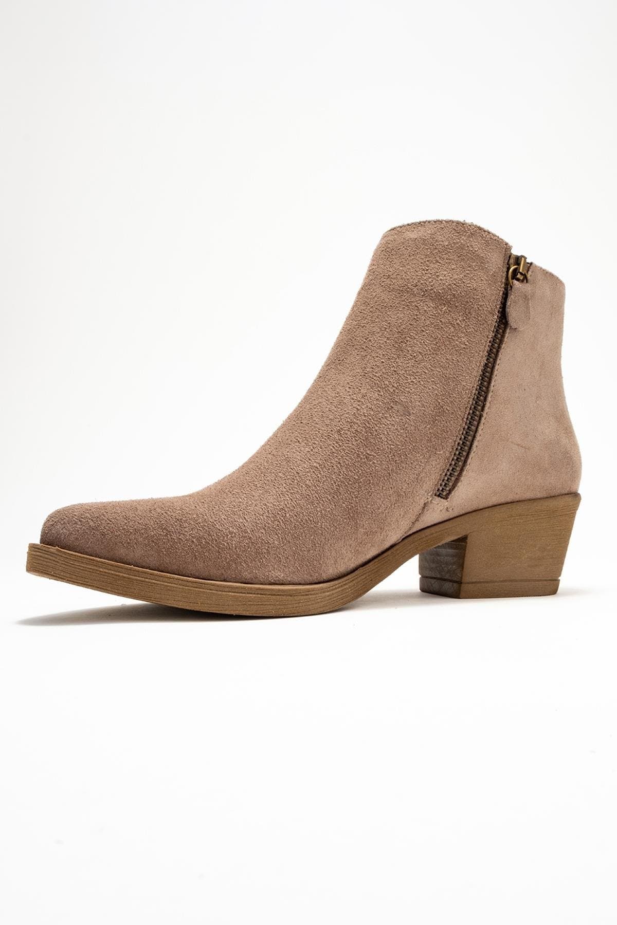 Jayer Leather Double-Zip Block Heel Boot, Alternate, color, Light Brown Suede Leather