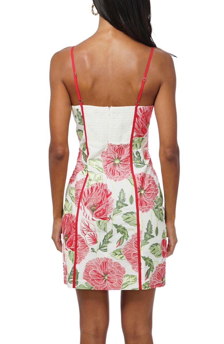 Adelyn Rae Fei Embroidered Contrast Scalloped Minidress, Alternate, color, Ivory/ Red