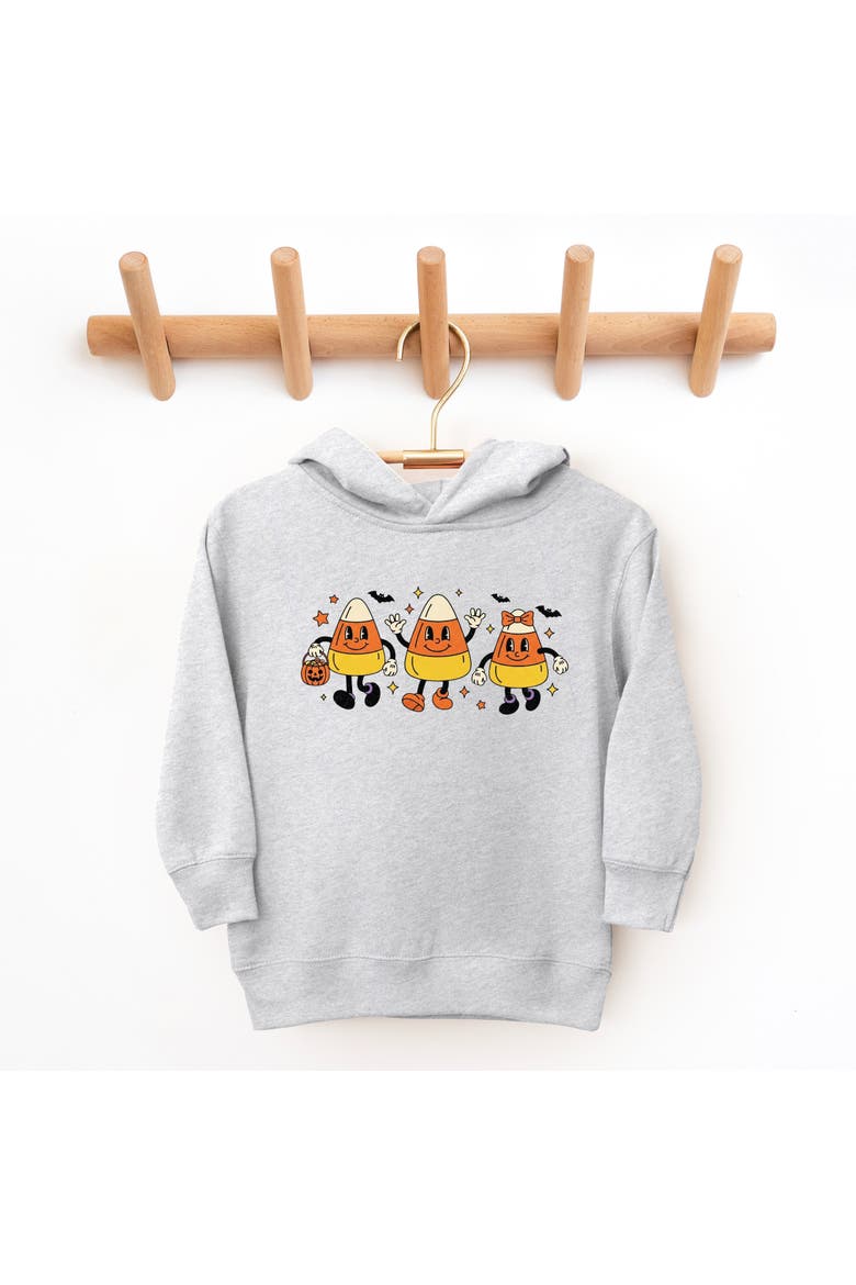 Candy Corn Retro Characters Toddler Hoodie, Alternate, color, Heather Grey